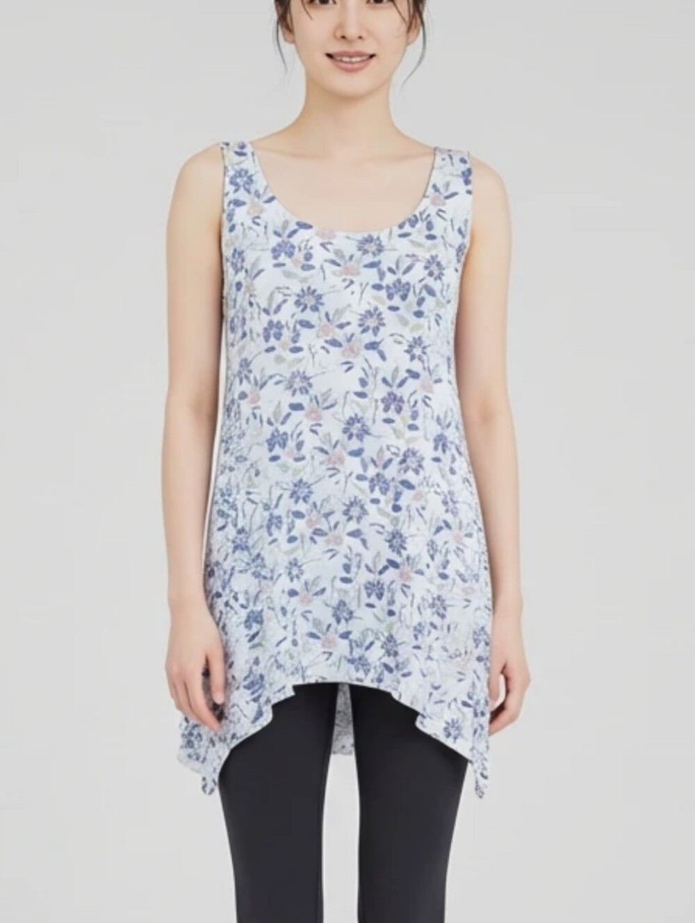 Cupio Womens Floral‎ Sharkbite Tank Top White Purple Pink Blue Scoop Neck Medium